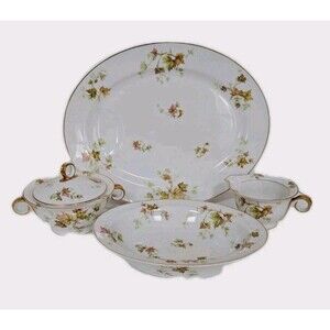 Vintage Haviland Limoges France Autumn Leaf 5PC Serving Set